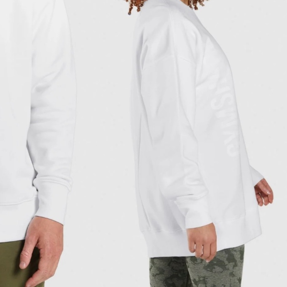 Gymshark white unisex oversized sweatshirt - Picture 2 of 7